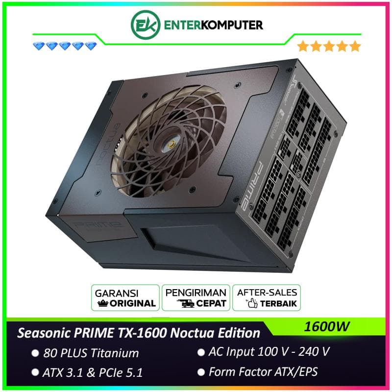 Seasonic PRIME TX-1600 Noctua Edition 1600W 80+ Titanium ATX 3.1 PCIe 5.1 Fully Modular - foto 1