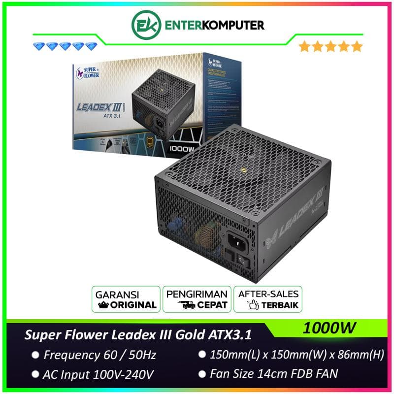Super Flower Leadex III Gold ATX3.1 1000W - SF- 1000F14GE - 80+ GOLD Certified - Fully Modular - PCIe 5.1 Ready - Japanese Main Capacitors - 10 Years - foto 1