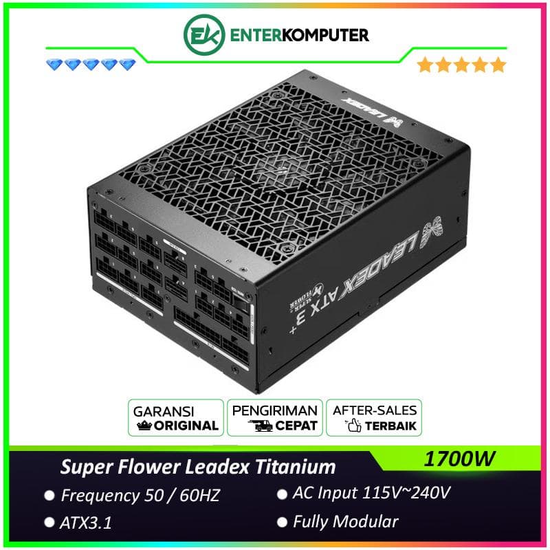 Super Flower Leadex Titanium 1700W ATX3.1 -SF-1700F14HT ATX3.1 - 80+ Cybenetics Titanium Certified - Fully Modular - Japanese Main Capacitors - 10 Years - foto 1