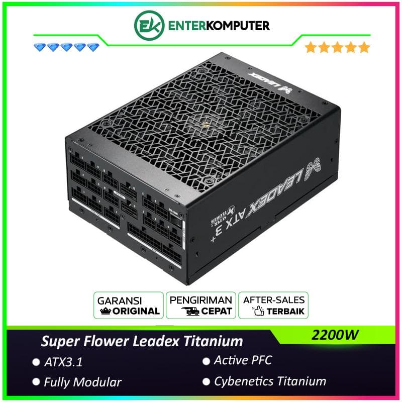 Super Flower Leadex Titanium 2200W ATX3.1 -SF-2200F14HP ATX3.1 - 80+ Cybenetics Titanium Certified - Fully Modular - Japanese Main Capacitors - 10 Years - foto 1