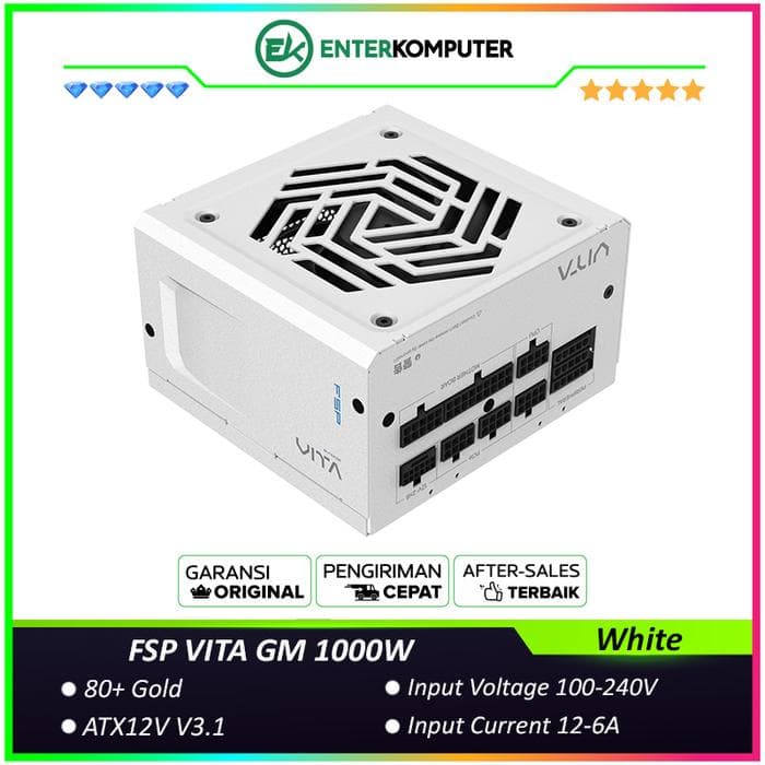 FSP VITA GM White 1000W ATX3.1 PCIe 5.1 80+ Gold - Full Modular - foto 1