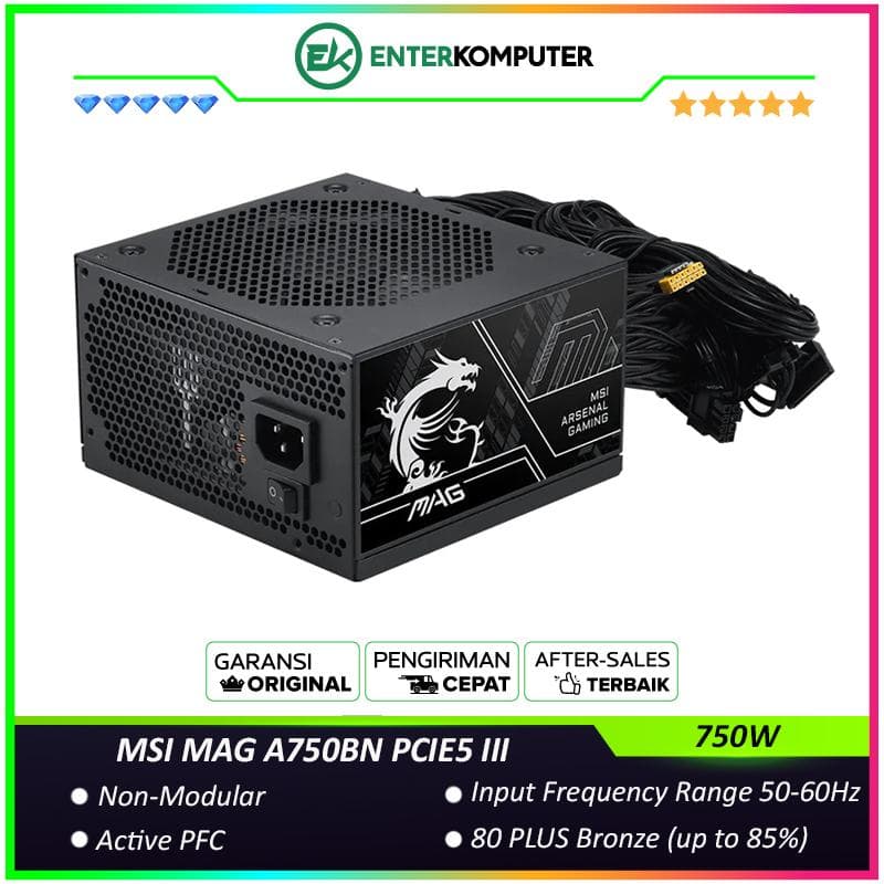 MSI MAG A750BN PCIE5 III 80 Plus Bronze Non-Modular - foto 1