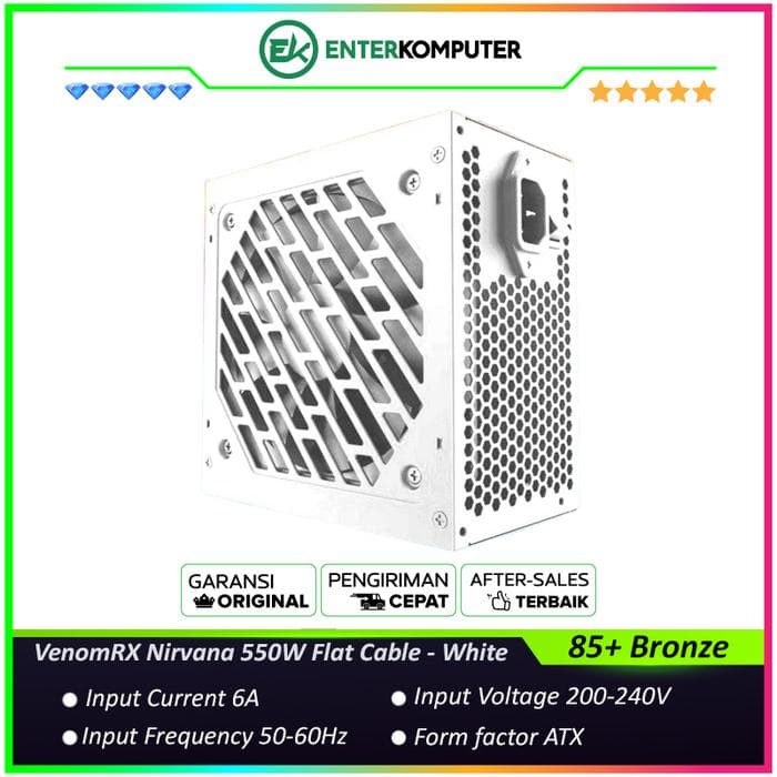 VenomRX Nirvana 550W 85+ Bronze Flat Cable - White - foto 1
