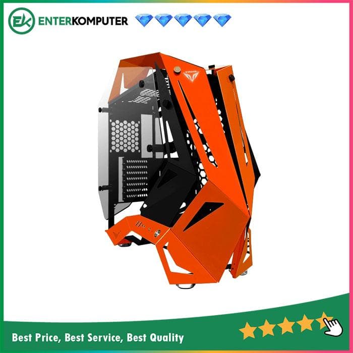 PRIME R-[CS] ORANGE BLACK - ATX - ALUMUNIUM GAMING CASE - DUAL SIDE TEMPERED GLASS - foto 1