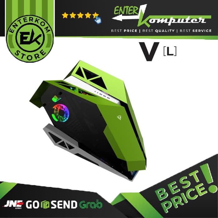 PRIME V[L] Green - ALUMUNIUM EXTREME GAMING CASE - DUAL SIDE TEMPERED GLASS - foto 1