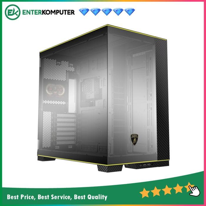 LIAN LI O11 DYNAMIC EVO RGB Automobili Lamborghini Edition - Authentic Carbon Fiber - LIMITED EDITION OF 6498 UNITS - FULL PERFORMANCE ON DISPLAY with 5” LCD Screen - 4.0MM Tempered Glass Front & Left Side Panel - USB Type C Included - foto 1