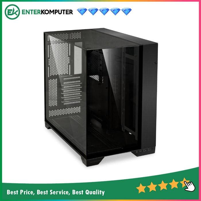 LIAN LI O11 VISION BLACK - Collaboration with PCMR - 3 Sides Of Glass - Enhanced Modularity - Brushed Aluminum - 3MM Tinted Top & 4MM Tinted Side and Front Tempered Glass - USB Type C Included - foto 1
