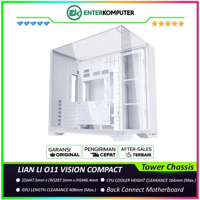 LIAN LI O11 VISION COMPACT WHITE - Collaboration with PCMR - Swappable Glass and Mesh TOP Panels - Back-CONNECT Motherboards Compatible - Modular Design - Brushed Aluminum - 3MM Top Tempered Glass & 4MM Tinted Side and Front Tempered Glass - USB Type C - foto 1