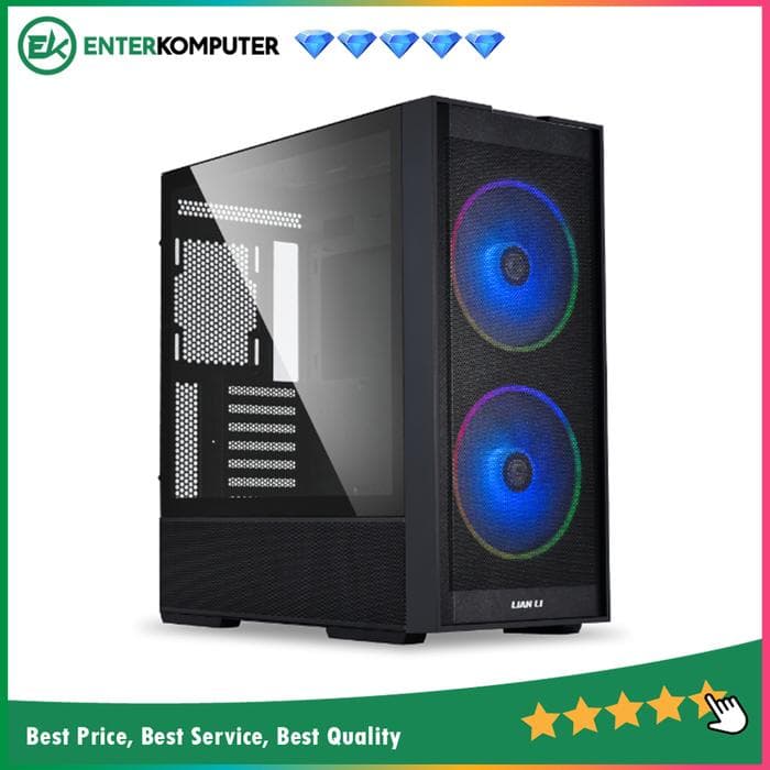 LIAN LI LANCOOL 206 RGB BLACK - Front Fine Mesh Panel - 4.0mm Tempered Glass Left Side Panel - FREE 2Pcs 160MM ARGB PWM Fan - USB Type C Included - foto 1