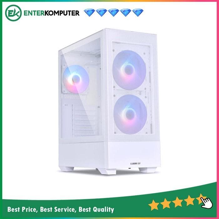 LIAN LI LANCOOL 205 MESH C WHITE - Tempered Glass Left Side Panel - FREE 2Pcs 140MM ARGB PWM Fan + 1Pc 120MM ARGB PWM Fan - USB Type C Included - foto 1