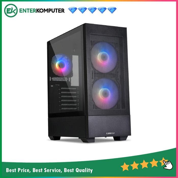 LIAN LI LANCOOL 205 MESH C BLACK - Tempered Glass Left Side Panel - FREE 2Pcs 140MM ARGB PWM Fan + 1Pc 120MM ARGB PWM Fan - USB Type C Included - foto 1