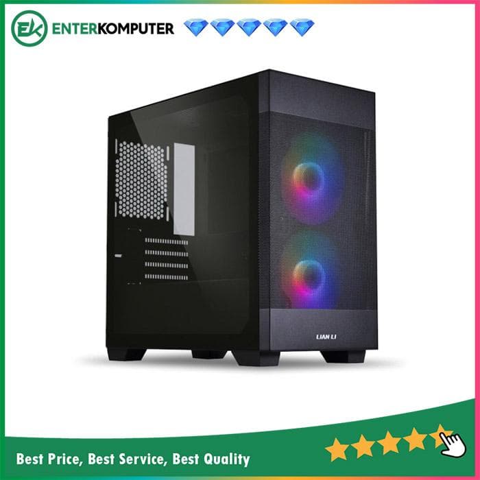 LIAN LI LANCOOL 205M MESH BLACK - mATX - Tempered Glass Left Side Panel - FREE 2Pcs 140MM ARGB PWM Fan - foto 1