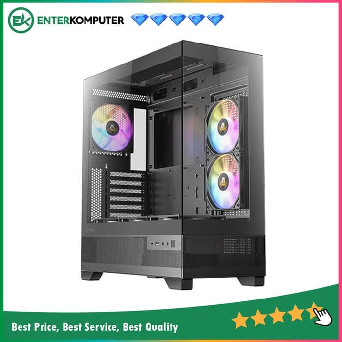 Antec CX700 RGB ELITE - Mid-Tower Gaming Case - 4mm Tempered Glass Side Panel - Type-C 3.2 Gen 2 Ready - Free 5Pcs 120mm RGB Fans Reverse + 1Pcs 120mm RGB Fans - foto 1