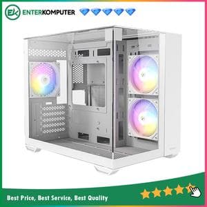 Antec CX600M TRIO ARGB WHITE - Mini Tower Gaming Case - Dual Chamber Design - 4mm Tempered Glass with Triple Transparent View - Type C Ready - Free 2Pcs 120mm ARGB Fans Reverse + 1Pcs 120mm ARGB Fans - foto 1