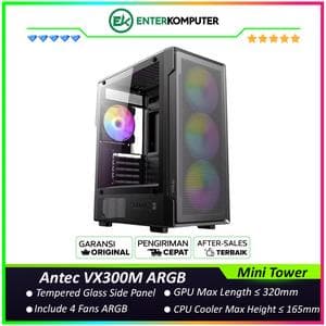 Antec VX300M ARGB - Mini Tower M-ATX Gaming Case - Stylish Mesh Front Panel - Tempered Glass Side Panel - Free 4Pcs 120mm ARGB Fans - foto 1