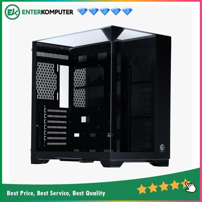 CUBE GAMING PREMIUM CIELO BLACK - ATX Gaming Case - Front-Top & Left Side Tempered Glass - Aesthetic Dual Chamber Design - Airflow Potential - Dust Filter - foto 1