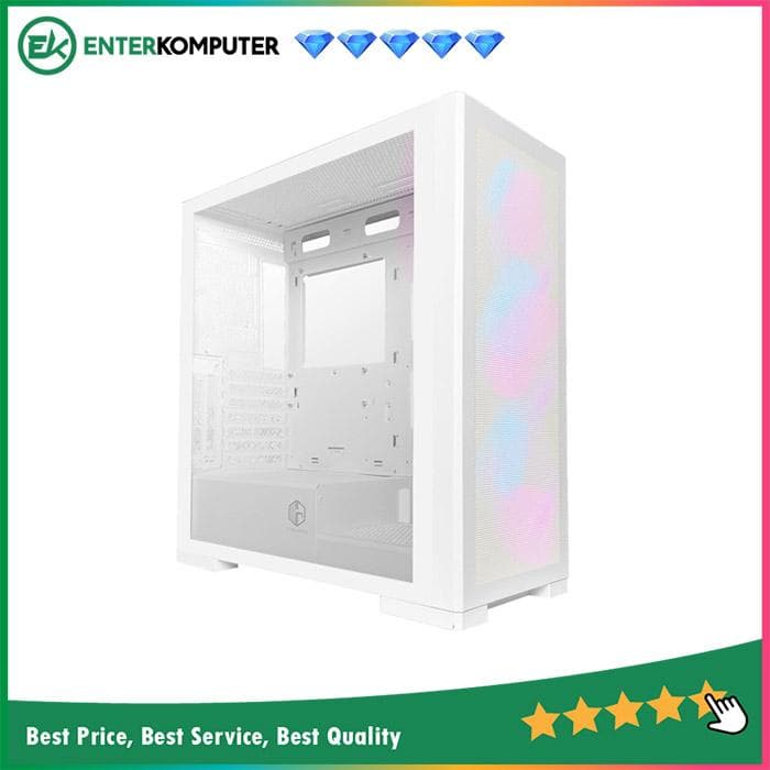 CUBE GAMING PREMIUM ARMOUR WHITE - ATX Gaming Case - Front Mesh Panel - Left Side Glass Door - Dust Filter - PSU Cover - FREE 3PCS 12CM ARGB FAN - foto 1