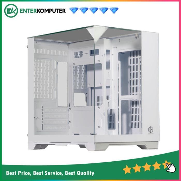 CUBE GAMING PREMIUM CIELO MINI WHITE - mATX Gaming Case - All White Inside - Front-Top & Left Side Tempered Glass - Aesthetic Mini Dual Chamber Design - Airflow Potential - Dust Filter - foto 1