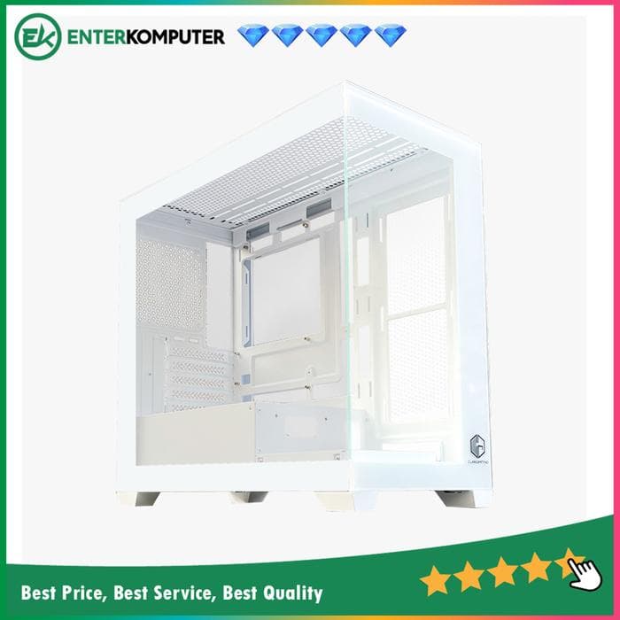 CUBE GAMING GLASS WHITE - mATX Gaming Case - All White Inside - Front & Left Side Tempered Glass - Dust Filter - PSU Cover - foto 1
