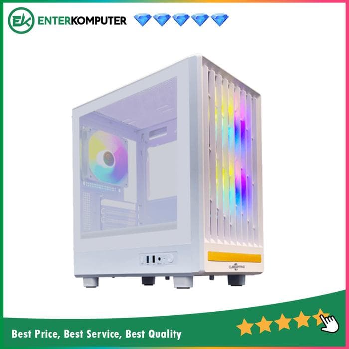 CUBE GAMING NEOZ WHITE - mATX Gaming Case - All White Inside - Mesh Front Panel Design - Left Side Tempered Glass - Dust Filter - PSU Cover - Free 3Pcs 12CM RGB Fan - foto 1