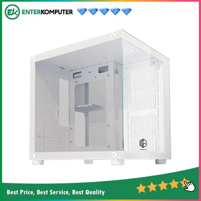 CUBE GAMING SHAFEL Lite S WHITE - mATX Gaming Case - All White Inside - Front & Left Side Tempered Glass - Mini Dual Chamber Design - Airflow Potential - Dust Filter - foto 1