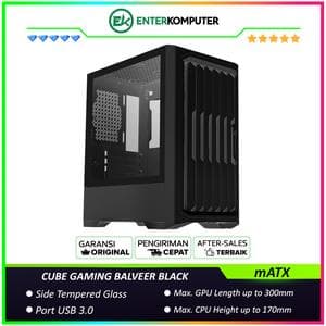 CUBE GAMING BALVEER BLACK - mATX Gaming Case - Front Dust Prevention Design & Left Side Tempered Glass - Dust Filter - PSU Cover - foto 1