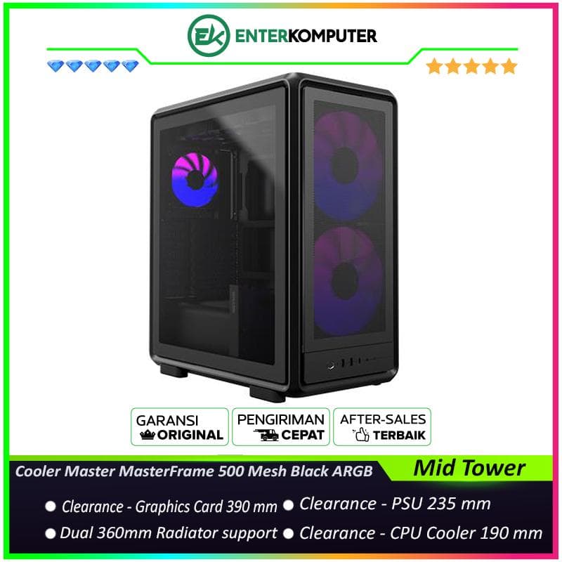 Cooler Master MasterFrame 500 Mesh Black ARGB Premium Open-Frame Mid-Tower ATX Case - foto 1