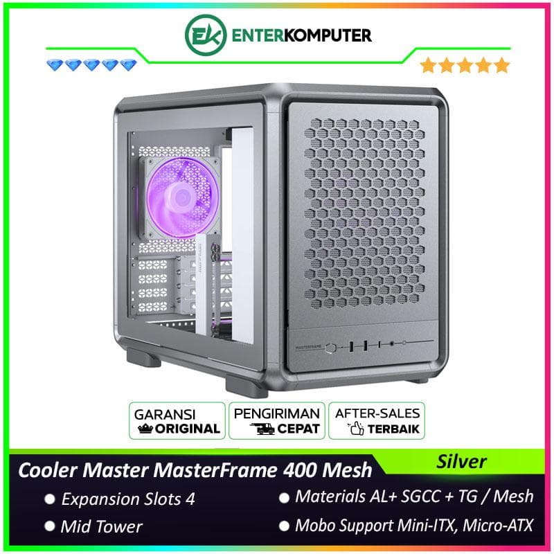 Cooler Master MasterFrame 400 Mesh Silver Premium Open-Frame Micro-ATX Case - foto 1