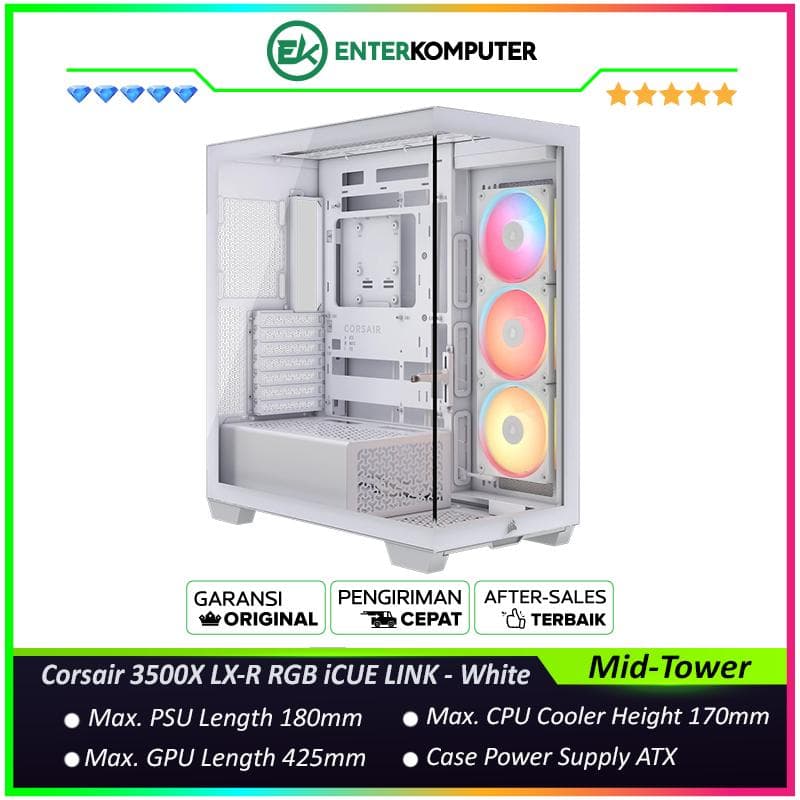 Corsair 3500X LX-R RGB iCUE LINK Mid-Tower PC Case - White - foto 1