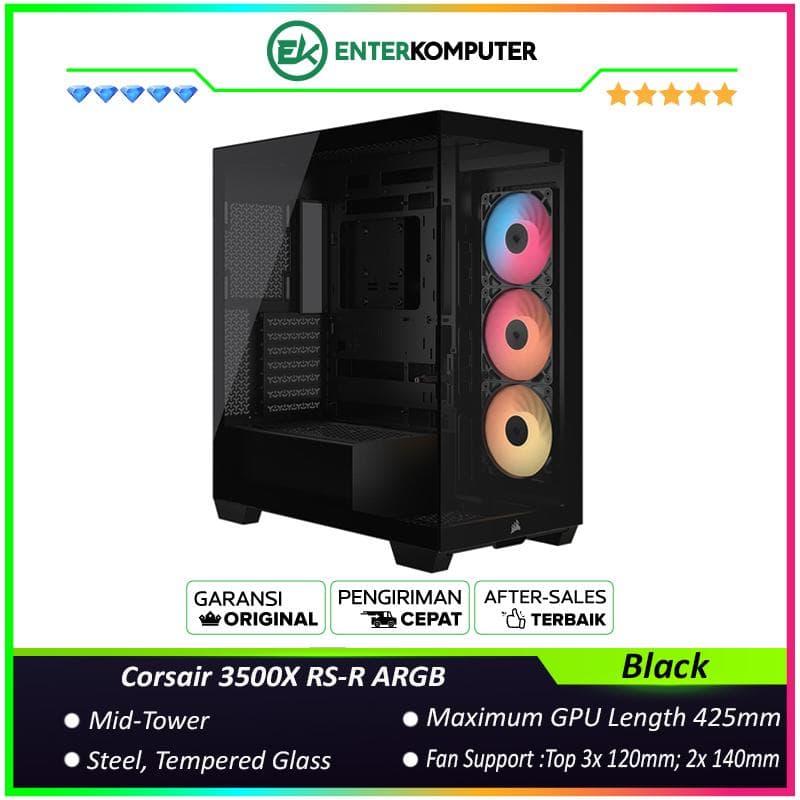 Corsair 3500X RS-R ARGB Tempered Glass - Black - foto 1