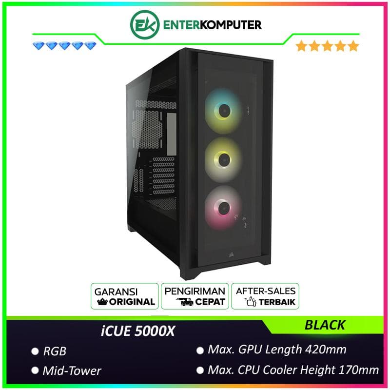 Corsair iCUE 5000X RGB Tempered Glass (Black/White) - foto 1