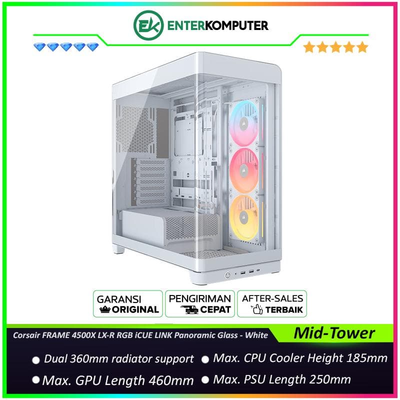 Corsair FRAME 4500X LX-R RGB iCUE LINK Panoramic Glass Mid-Tower PC Case - White - foto 1