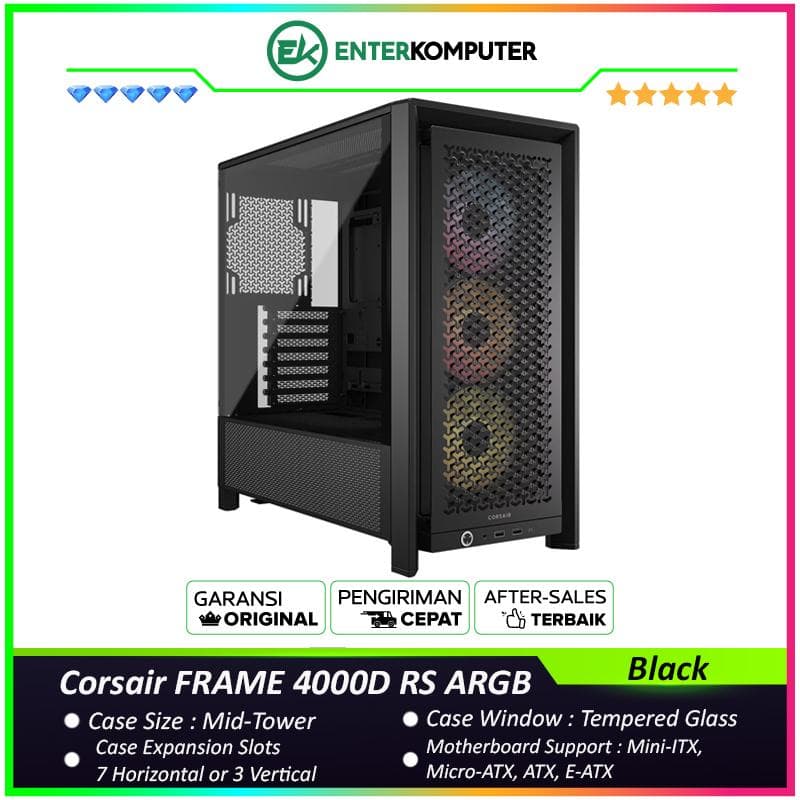 Corsair FRAME 4000D RS ARGB Modular Mid-Tower PC Case - Black - foto 1