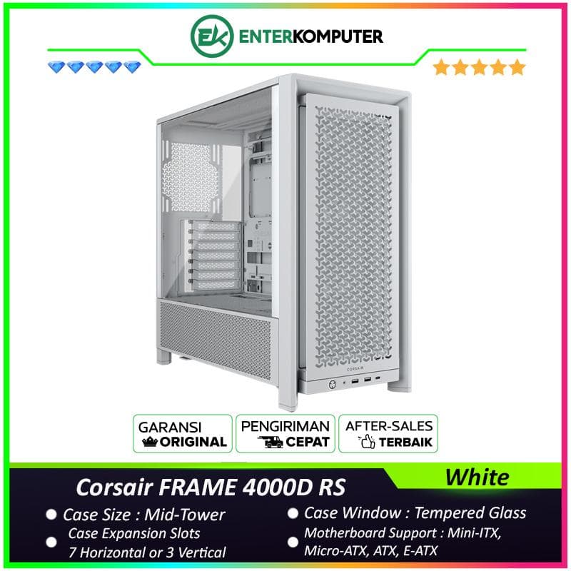 Corsair FRAME 4000D RS Modular Mid-Tower PC Case - White - foto 1
