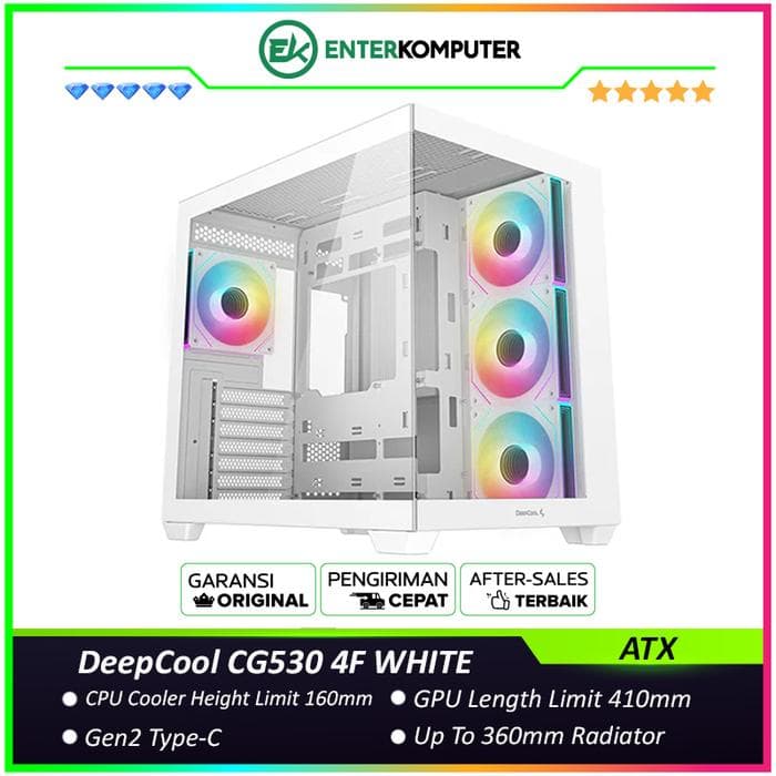 DeepCool CG530 4F WHITE Panoramic Glass Panels Dual Chamber ATX Case - foto 1