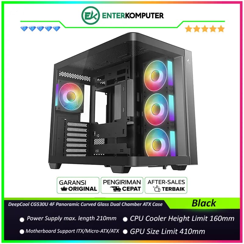 DeepCool CG530U 4F Panoramic Curved Glass Dual Chamber ATX Case - foto 1