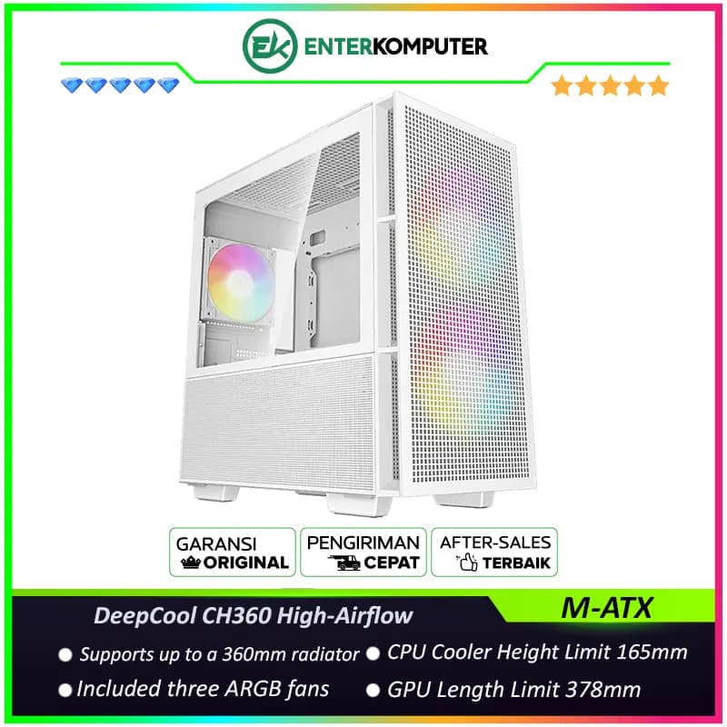 DeepCool CH360 WHITE High-Airflow M-ATX Case - foto 1