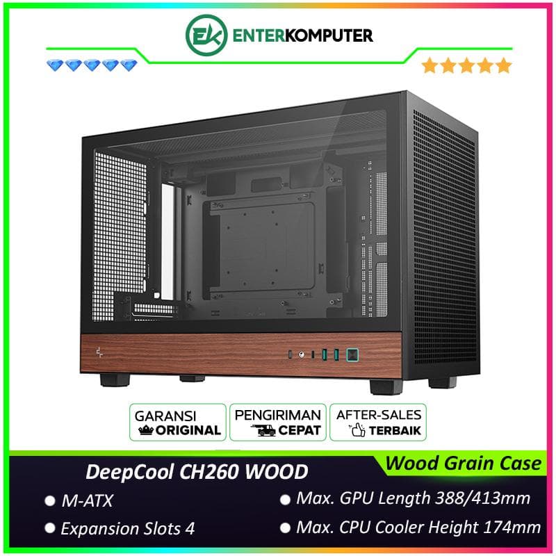 DeepCool CH260 WOOD High-Airflow Compact M-ATX Wood Grain Case - foto 1