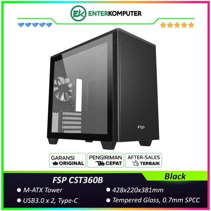 FSP CST360B Black M-ATX Mid Tower - foto 1