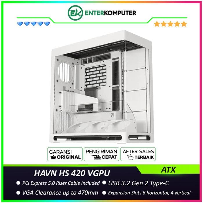 HAVN HS 420 VGPU WHITE Panoramic View Premium Mid-Tower Case - foto 1