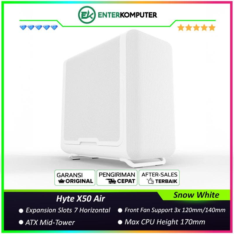 Hyte X50 Air Snow White - Modern Performance ATX Case - foto 1