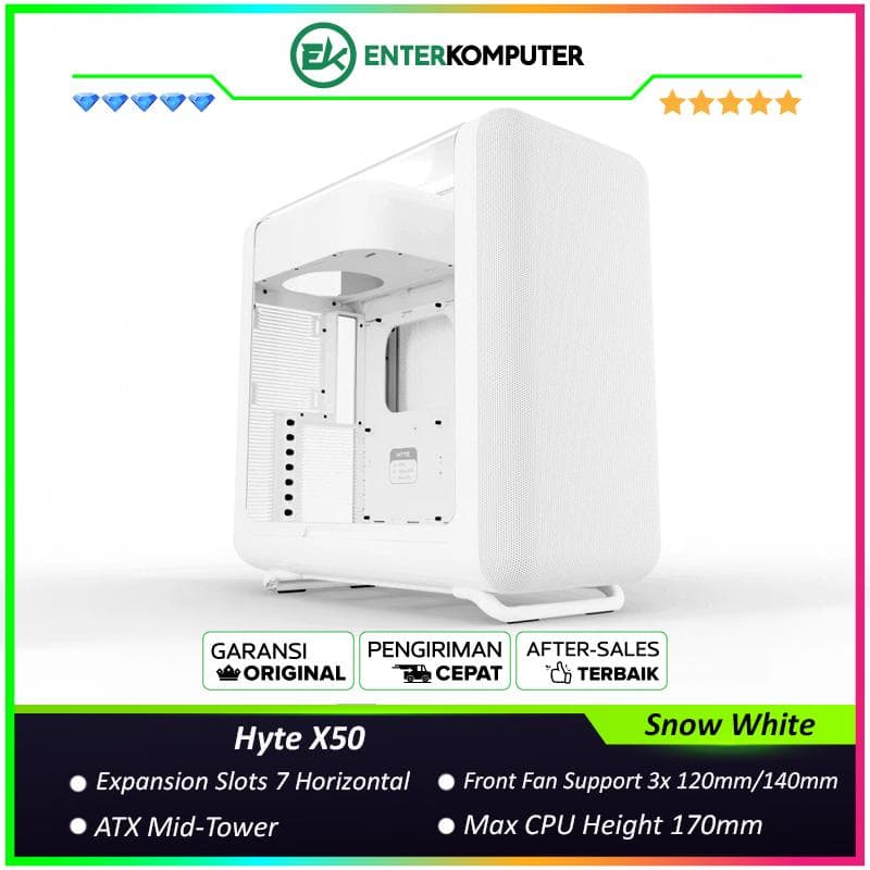 Hyte X50 Snow White - Modern Performance ATX Case - foto 1