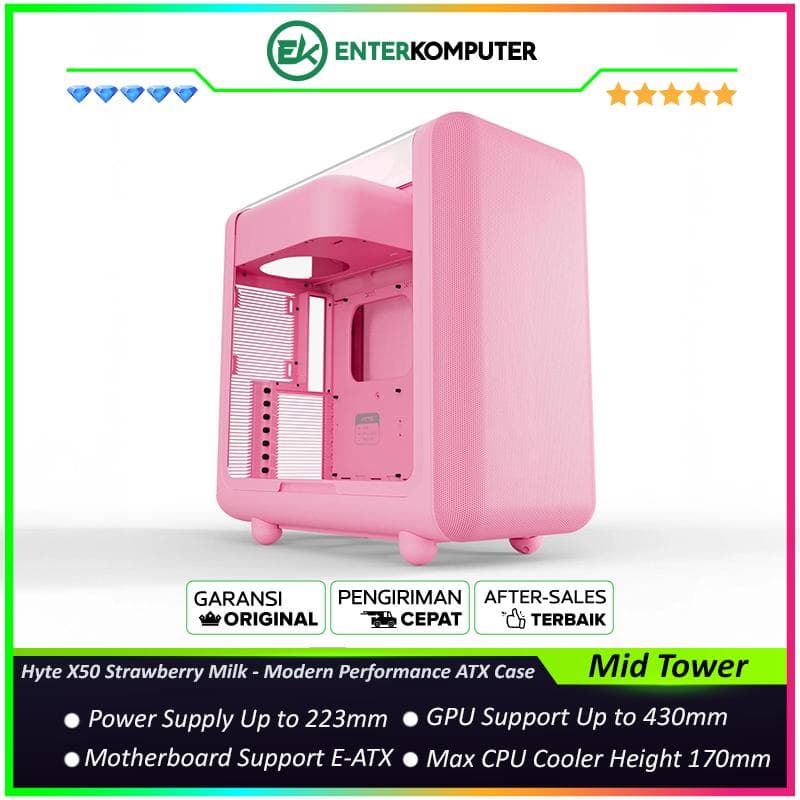 Hyte X50 Strawberry Milk - Modern Performance ATX Case - foto 1