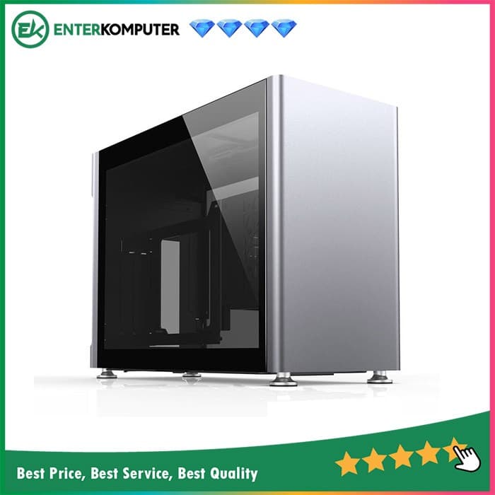 JONSPLUS i100 Pro-G Silver - ITX Case - Aluminum Alloy Case - Tempered Glass Side Window - PSU support ATX/SFX - foto 1