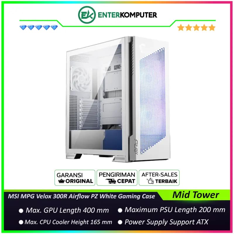 MSI MPG Velox 300R Airflow PZ White Gaming Case - foto 1