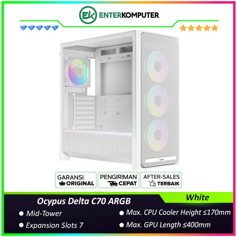 Ocypus Delta C70 ARGB White Mid-Tower Airflow Case - foto 1