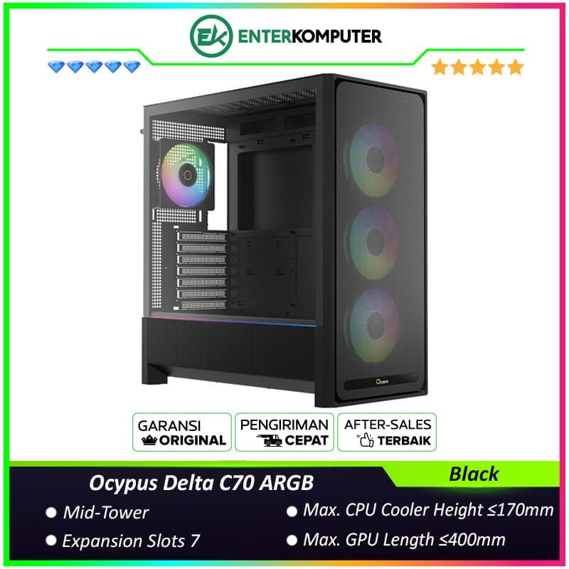 Ocypus Delta C70 ARGB Black Mid-Tower Airflow Case - foto 1