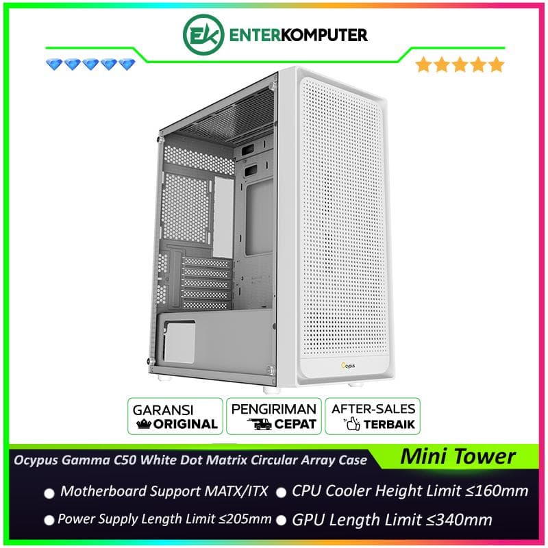 Ocypus Gamma C50 White Dot Matrix Circular Array Case + 4 Gamma F12 Fan + Fan Spliter - foto 1