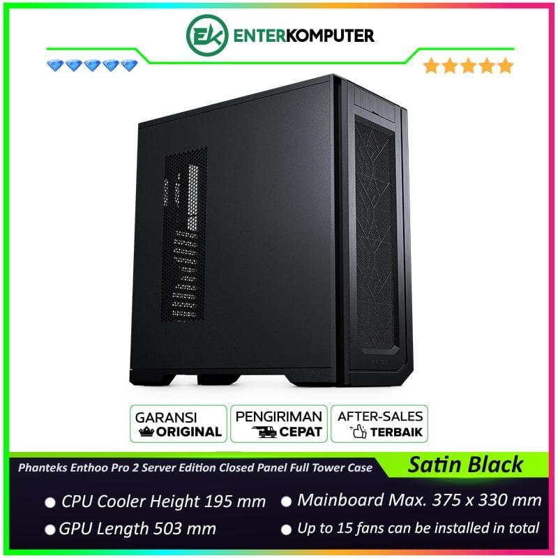 Phanteks Enthoo Pro 2 Server Edition Satin Black Closed Panel Full Tower Case - foto 1