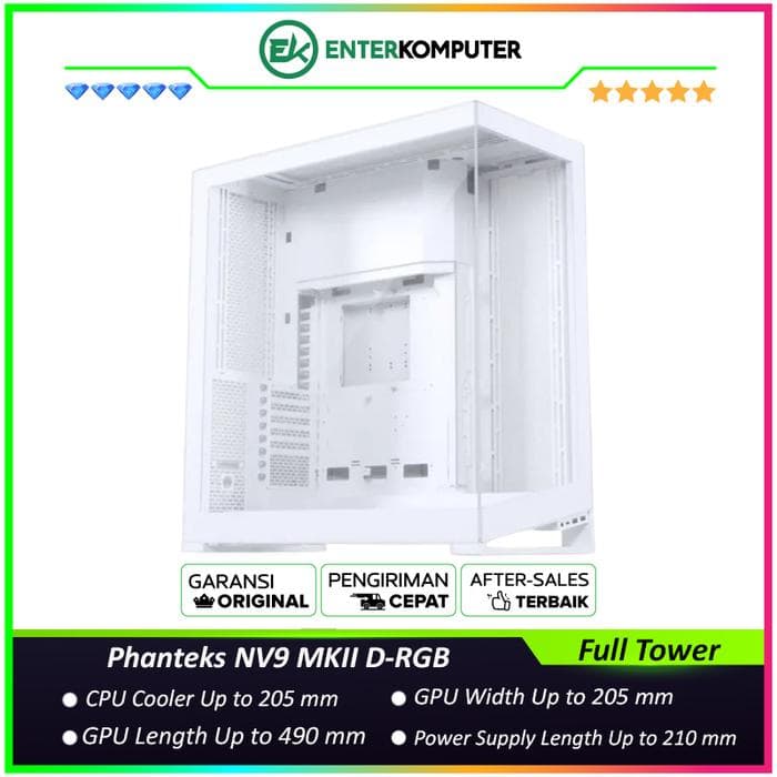 Phanteks NV9 MKII Matte White D-RGB Near-seamless Glass View Full Tower Case - foto 1